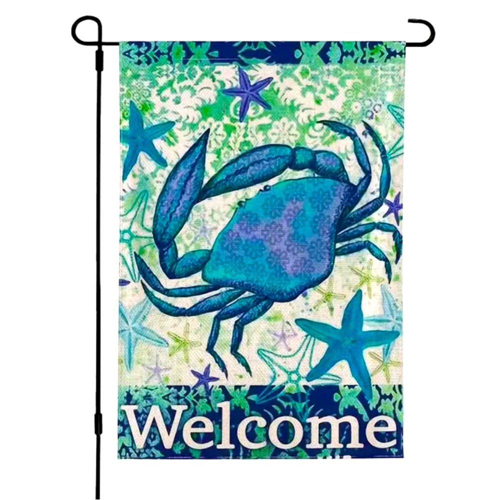 New Coastal Crab Welcome Garden Flag